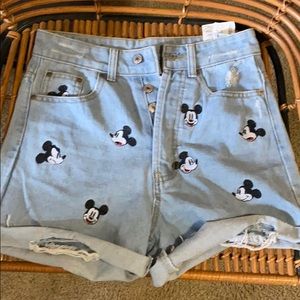 Disney Mickey appliqué cutoff denim shorts